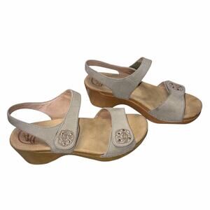 Dansko Sonnet Wood Heel Platform Leather Sandals size 40/9.5